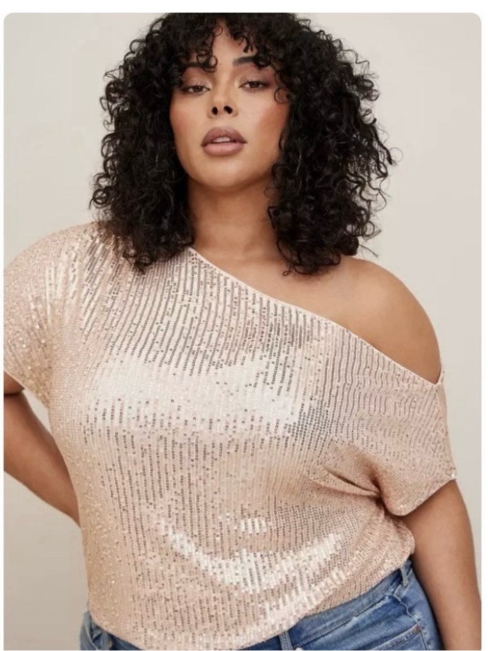 torrid champagne Sequin one shoulder Top